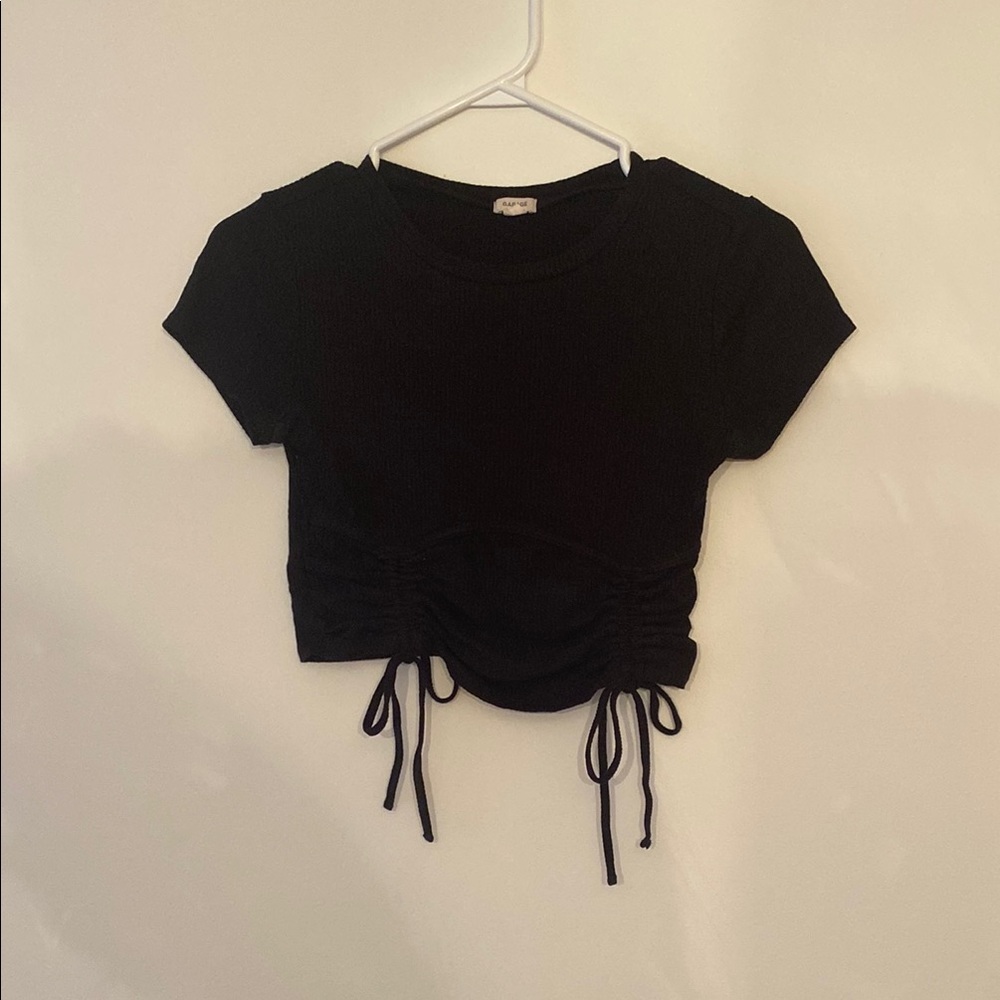 GARAGE black ruched crop top